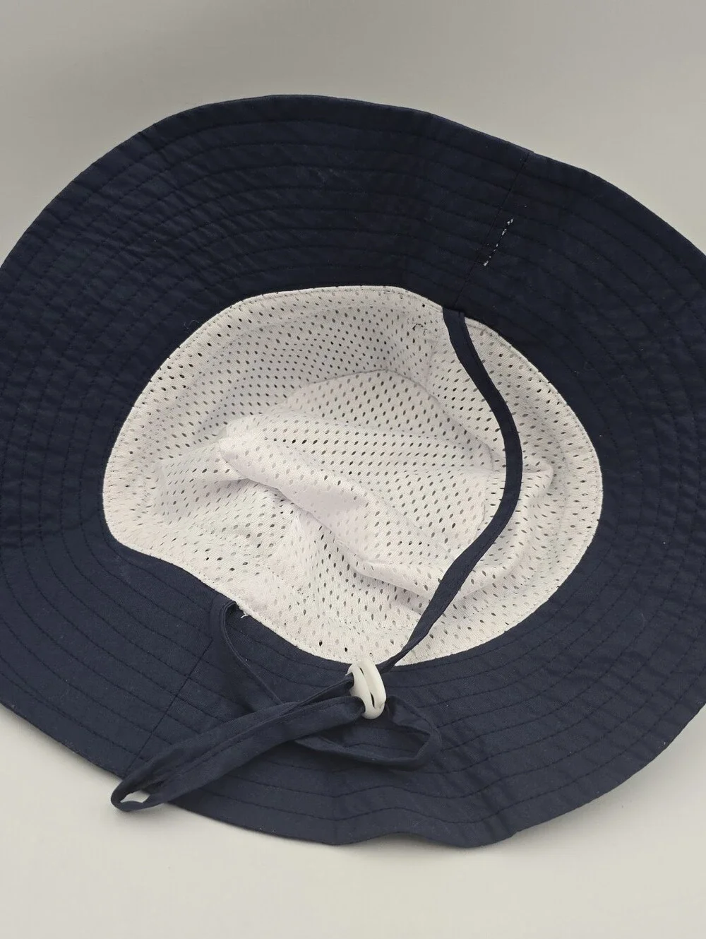 Kids Navy Blue Solid Wide Brim Sun Hat 52cm 100% Polyester UPF 50+ Strap